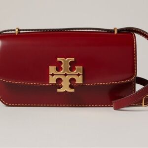 Tory Burch Bricklane Red Eleanor Shoulder Red Leather Gold Baguette Bag